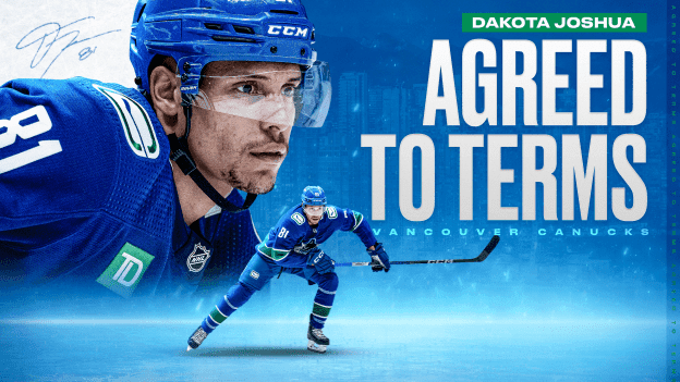Canucks Agree to Terms with Forward Dakota Joshua on a Four-Year Contract